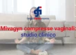 Donna seduta in meditazione con il titolo "Mivagyn compresse vaginali: studio clinico", immagine di copertina dedicata allo studio sul riequilibrio del pH e della flora vaginale.