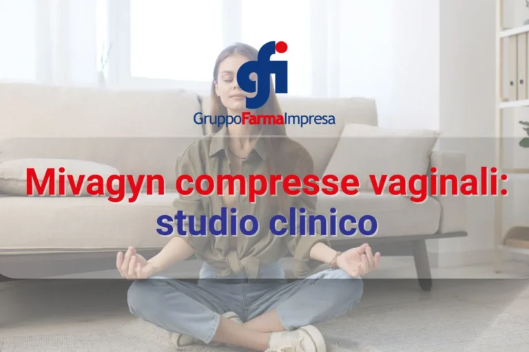 Donna seduta in meditazione con il titolo "Mivagyn compresse vaginali: studio clinico", immagine di copertina dedicata allo studio sul riequilibrio del pH e della flora vaginale.