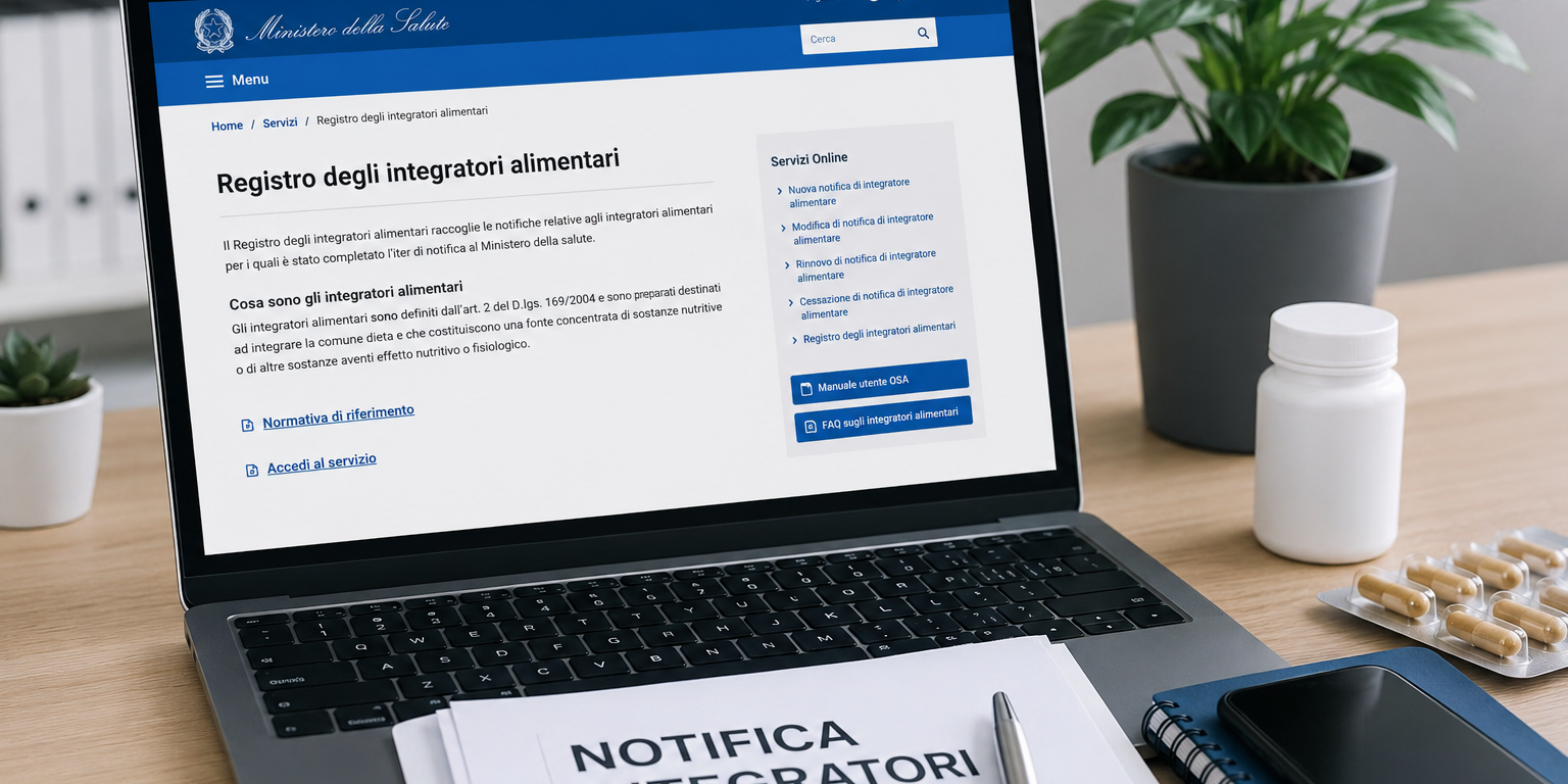 Registro nazionale degli integratori alimentari con procedura di congelamento dei prodotti non più commercializzati.